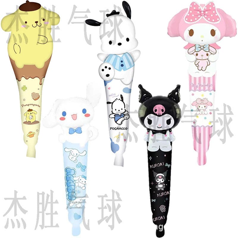 Children's Cartoon Sanrio Kuromi My Melody Cinnamoroll Handheld Stick Aluminum Foil Balloon Street Vendor Wholesale