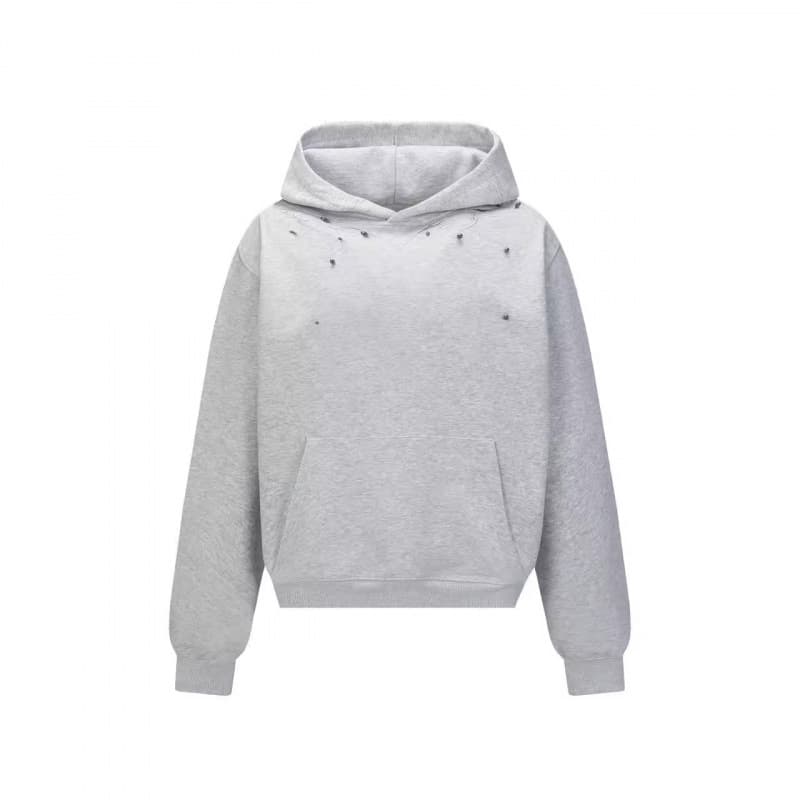 Drop Shipping American Retro Spine Metal Stud Hoodie, Niche Vintage Spring/Autumn Casual Unisex Top