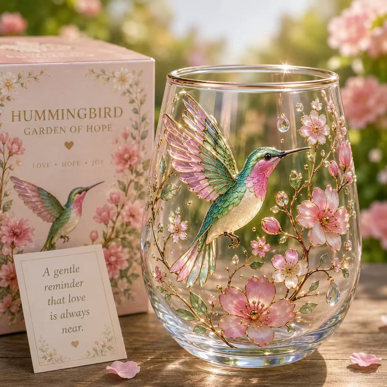 Cross-border Amazon creative hot-selling new personality Garden Glass Tea Cup Hummingbird Garden Glass Tea Cup