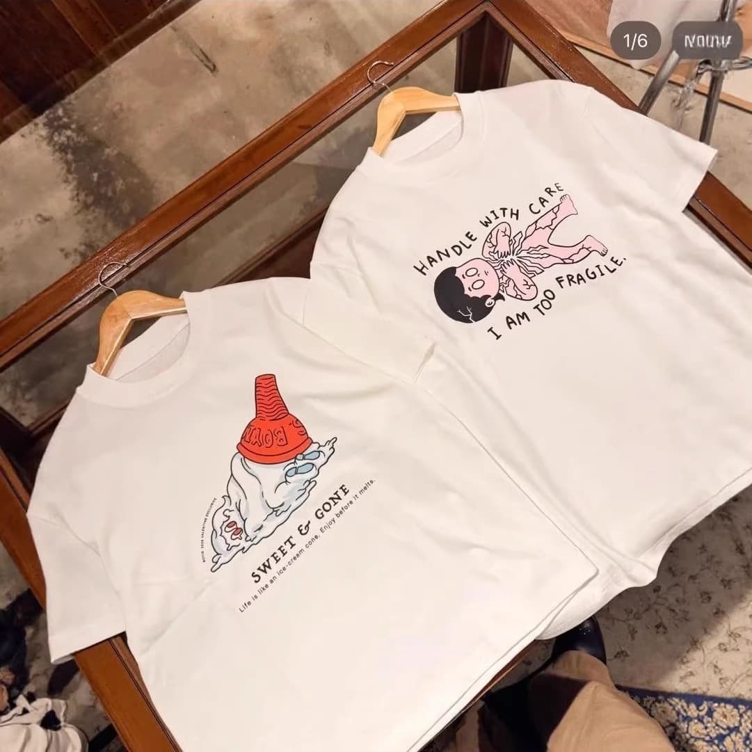 Summer New Boyis Brand Print Unisex Couple Short Sleeve T-Shirt Simple Casual Korean Style Tee