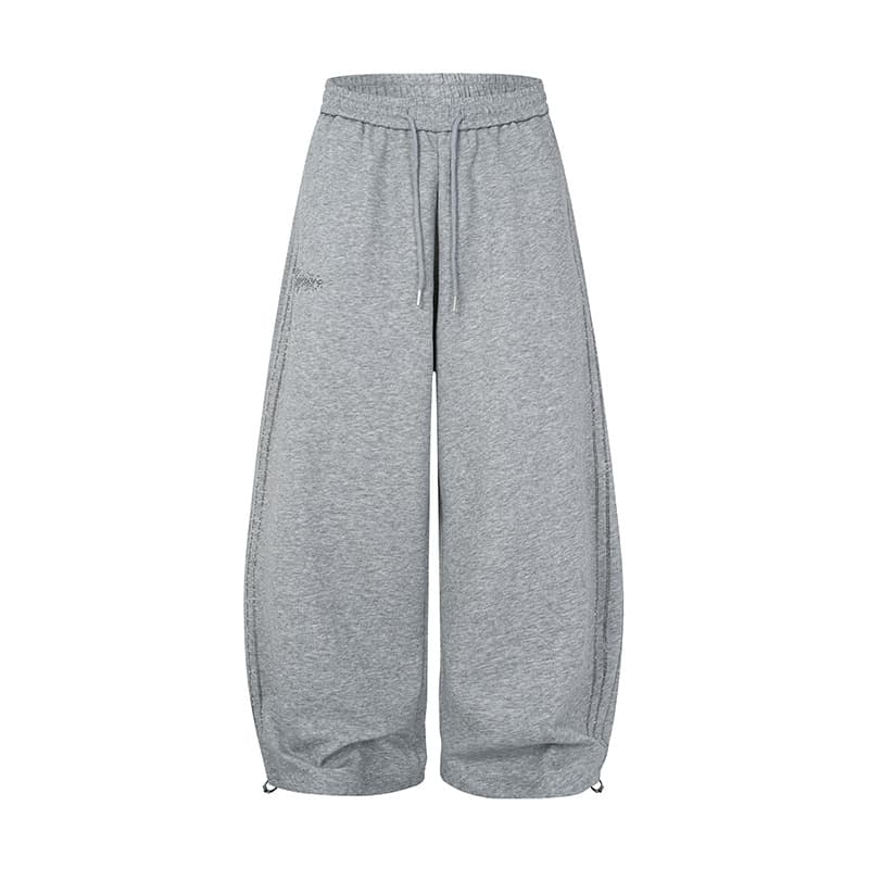 Zongchi Clothing American Retro Trendy Design Rhinestone Drawstring Niche Versatile Unisex Summer Loose Slimming Casual Pants
