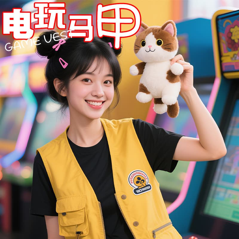 Vests with logos printed on them, suitable for arcades, children's playgrounds, shopping mall sales assistants, and female advertising vests/work uniforms.