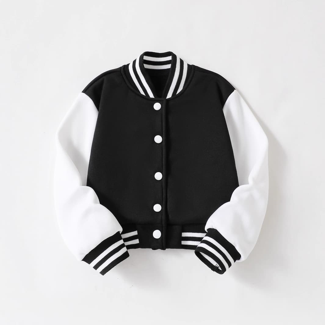 Cross-Border Children's Clothing Ins Girls' Preppy Style Knitted Cardigan with Contrasting Colors, Casual Spring and Autumn Baseball Jacket, Suitable for Ages 4-14