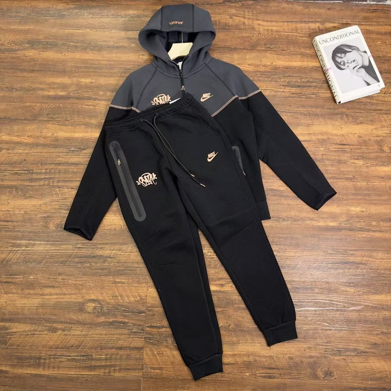 In Stock Cross-Border Tech Fleece NK x Synaworld Knit Set Jacket and Pants Sportswear