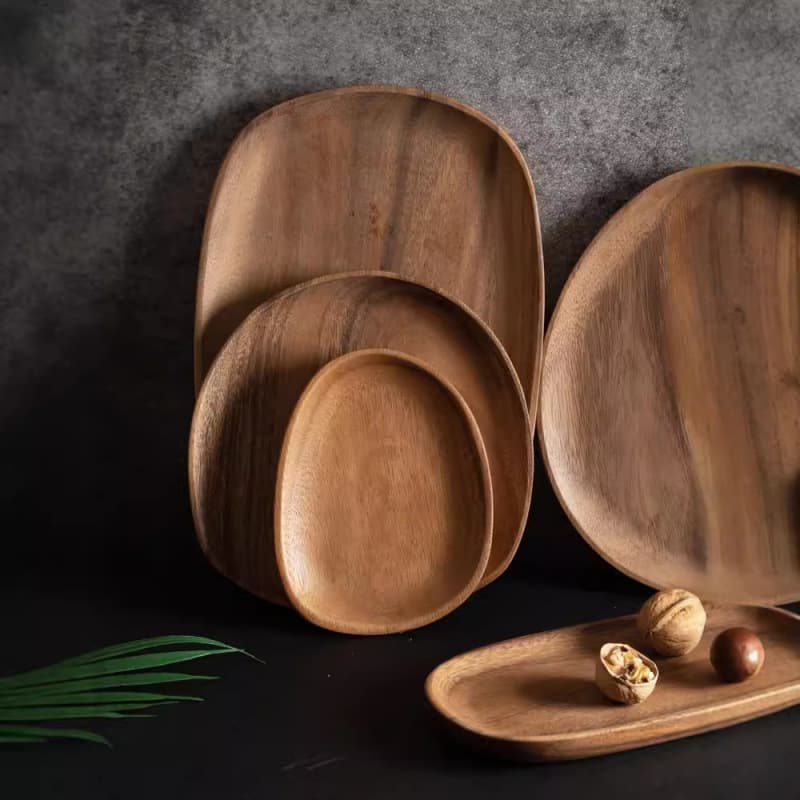 Solid Wood Small Tray Wooden Cup Holder Coaster Walnut Irregular Coffee Plate Nut Snack Plate Wooden Tableware Tray Dish