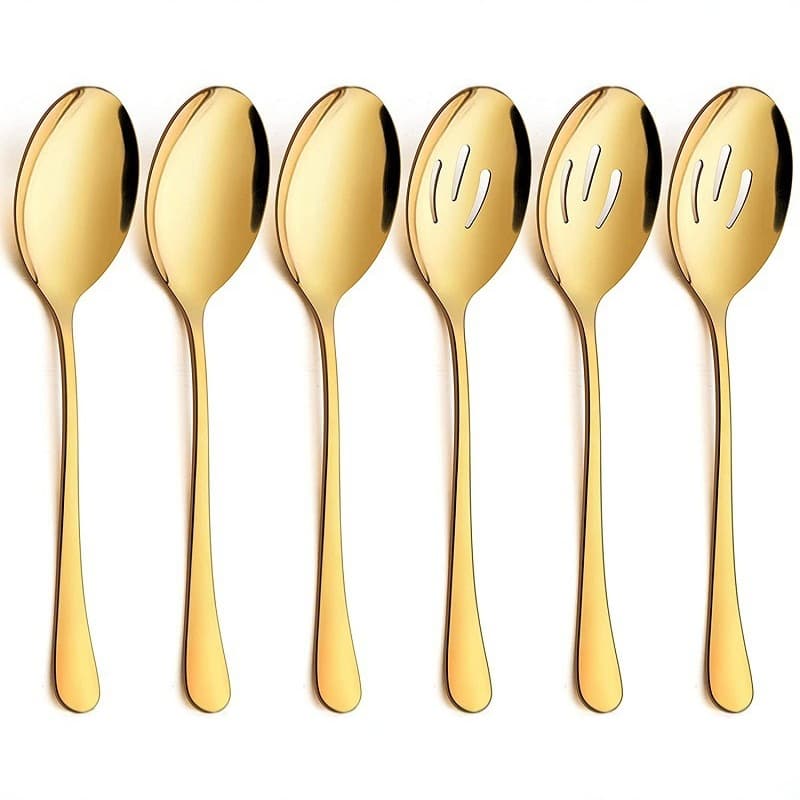 Factory direct sales stainless steel 1010 serving spoon hotel restaurant buffet public spoon drain Amazon serving spoon