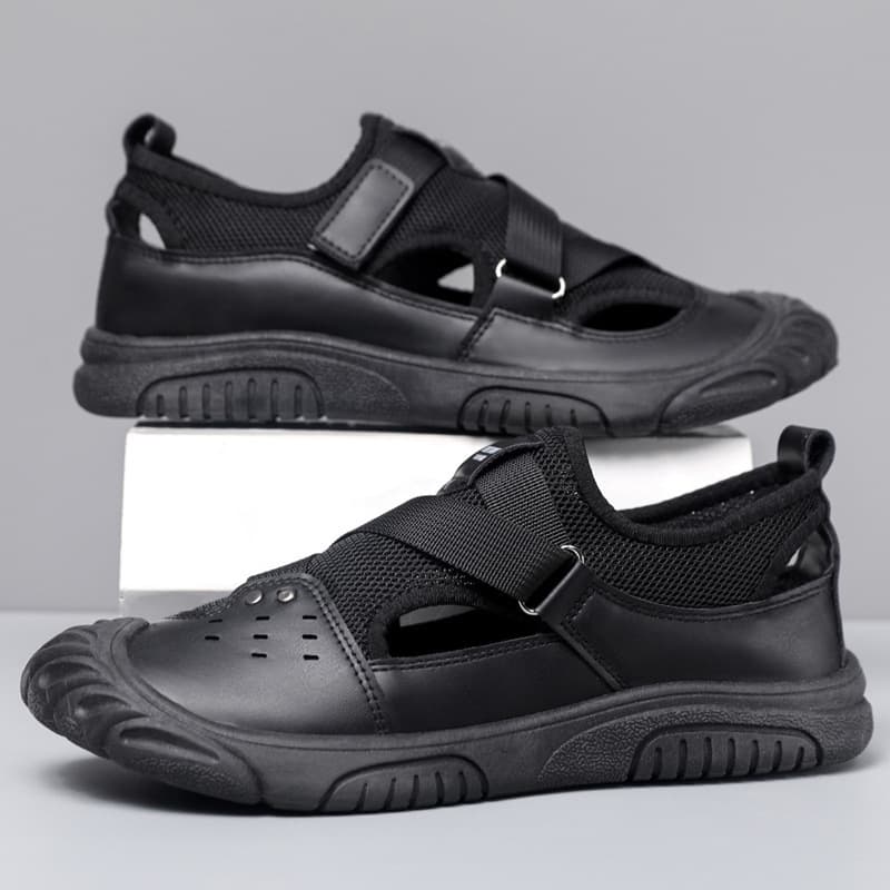 Wholesale New Summer Men's Single Shoes, Soft Sole, Low-Top, Hollow, Breathable, Lazy Slip-On Sandals, Casual Toe-Cap Men's Shoes