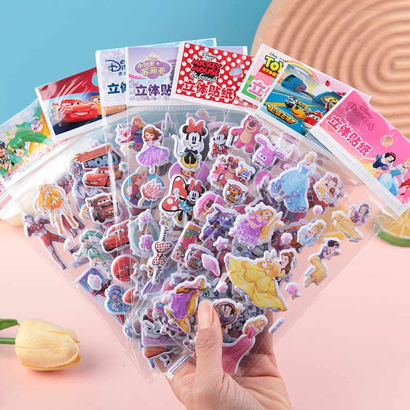 Children's 3D Bubble Stickers Princess Cartoon Creative Sticker Toys Reward Stickers Prizes