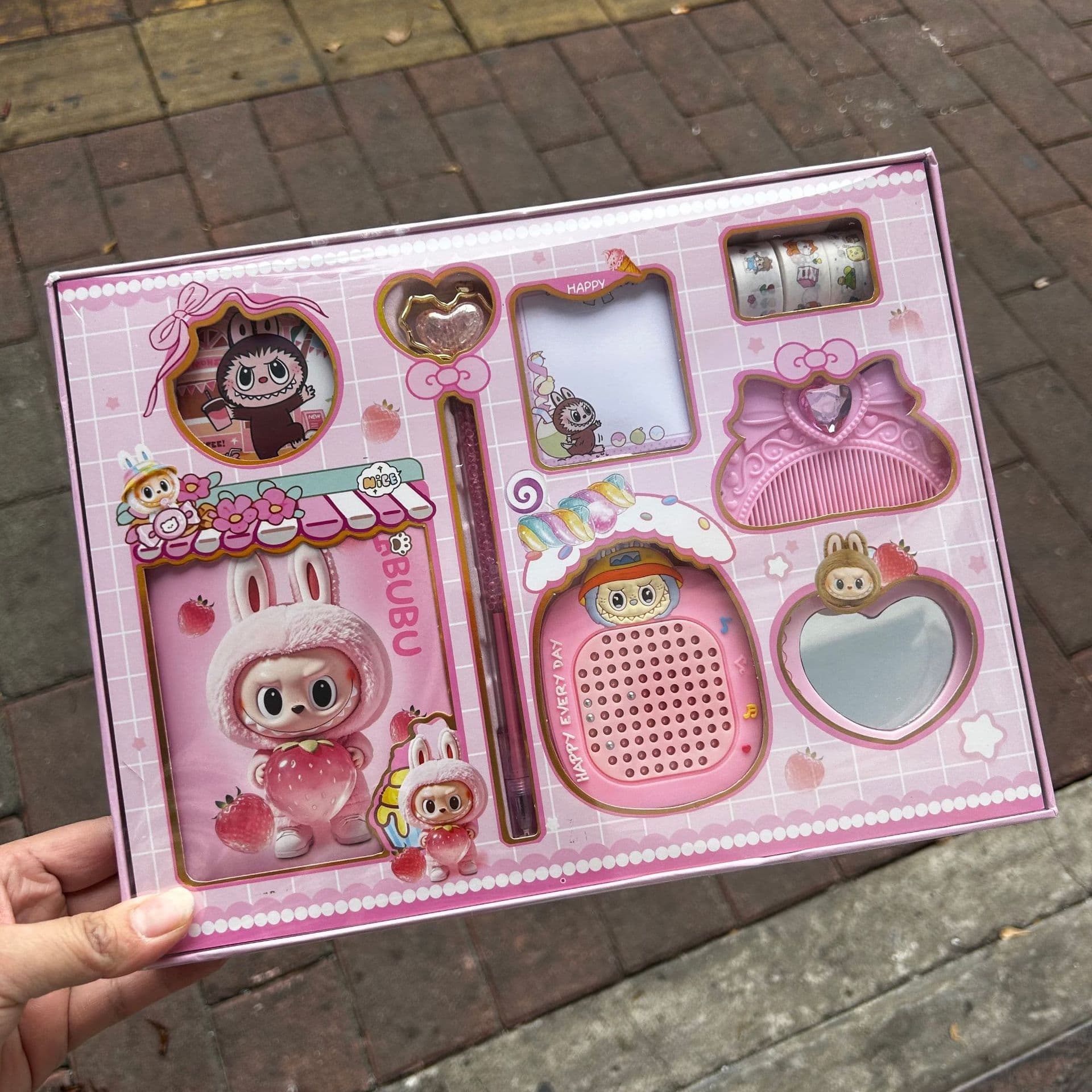 New Labu Bukulomi Notebook Handbook Set Gift Box Mirror Toy Bar Chi Diary Stitch
