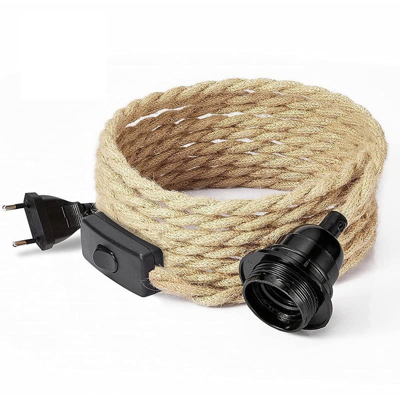 Cross-Border Amazon American Style Table Lamp Accessories Plug Switch Cord Wall Wiring Small Pendant Light Minimalist Rope Light