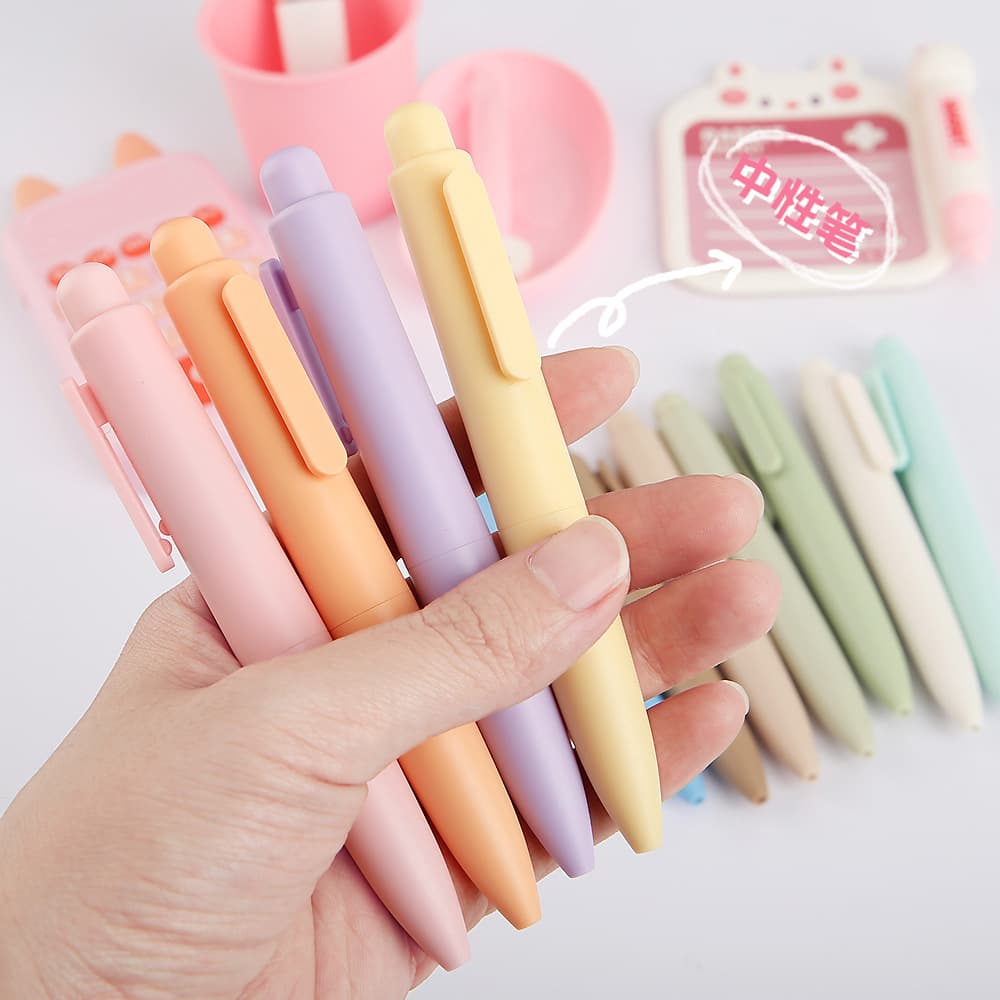 Mini Cute Pen Macaron Click Portable Pocket Pen Gel Ink Short Quick-Drying Water-Based Core Small Chubby Pen