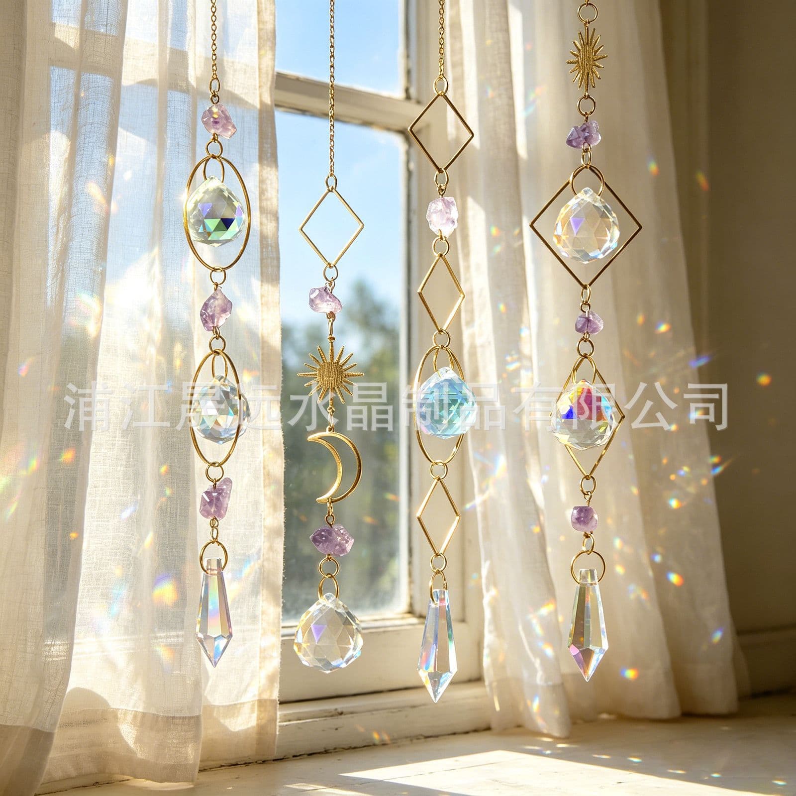 Cross-border exclusive supply of dream crystal natural stone sun catcher indoor garden party hanging decoration pendant wind chime