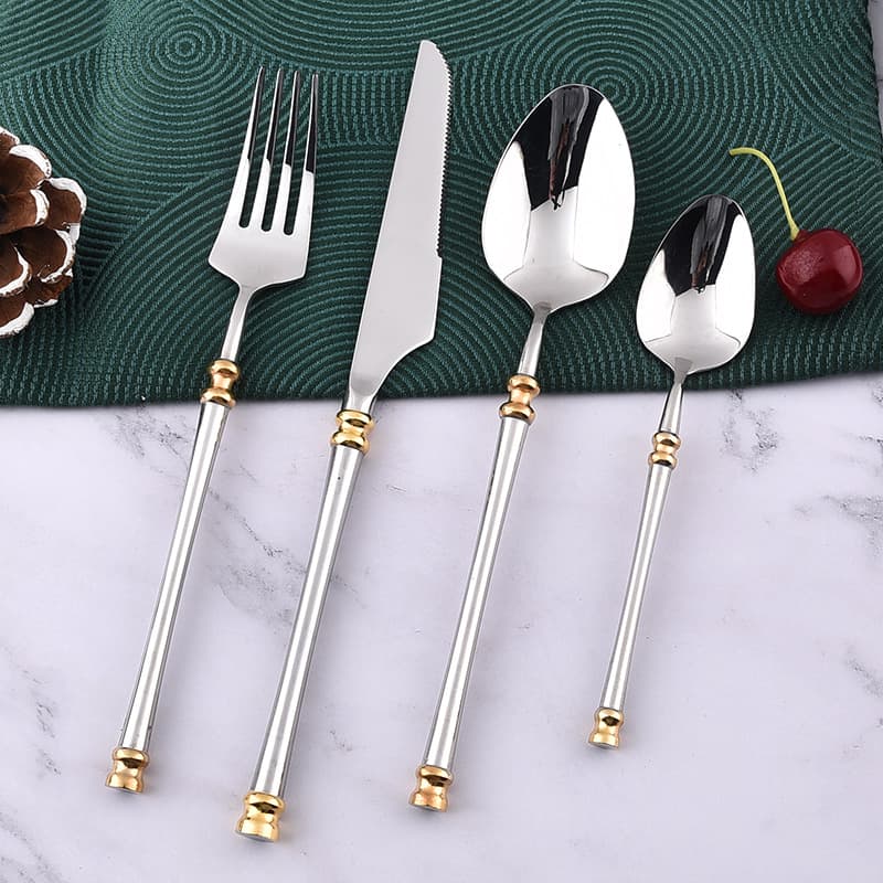 Cross-border 304 Stainless Steel Oriental Pearl Western Tableware Creative Hotel Restaurant Steak Knife Fork Spoon Dessert Spoon Set
