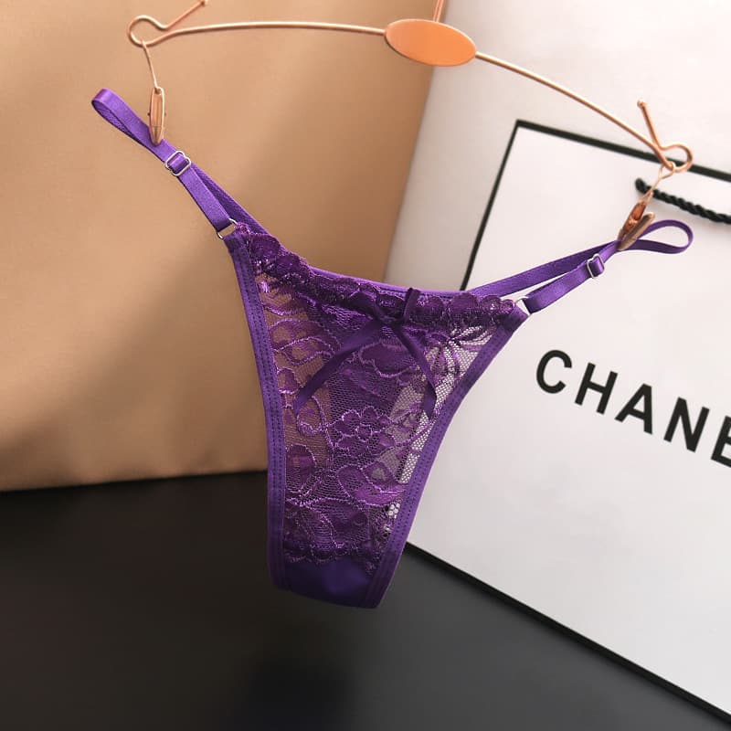 New Hot Thong Low-Rise Sexy Lace Transparent Teen Panties Adjustable Thin Strap Fashion Women's T-Back