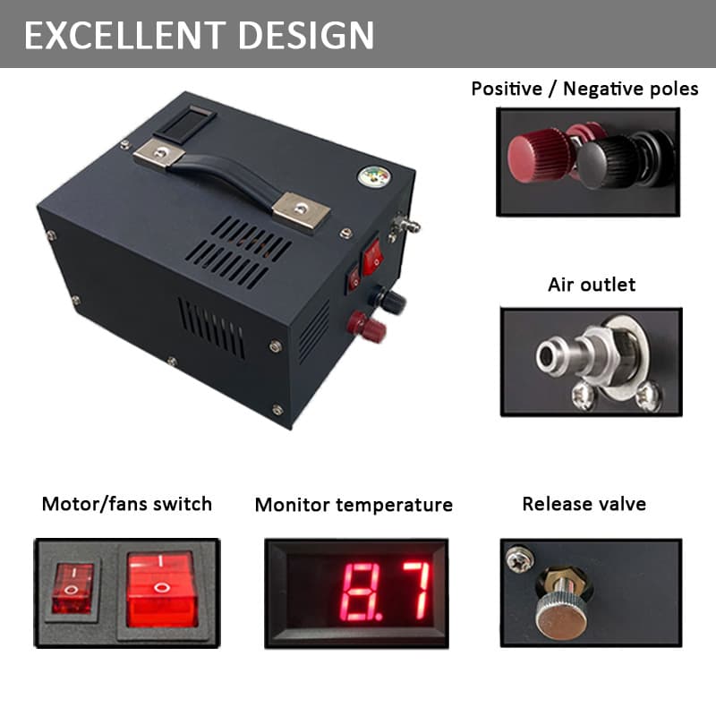 Hot Sale 12V Car High Pressure Air Pump 30MPa Electric Inflator Air Compressor Factory Direct