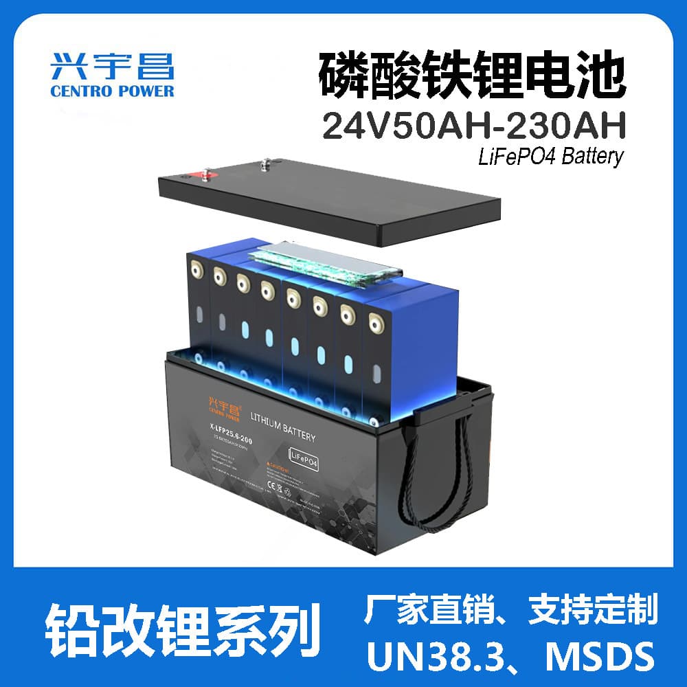 24V 100Ah LiFePO4 Lithium Battery Lead-to-Lithium Conversion for RV Camping Trailer Home Energy Storage