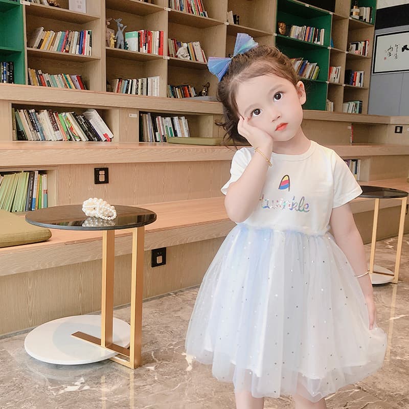 2026 Children's Summer Dress, Thin Short-Sleeve Princess Dress, Fairy Tulle Skirt for Girls