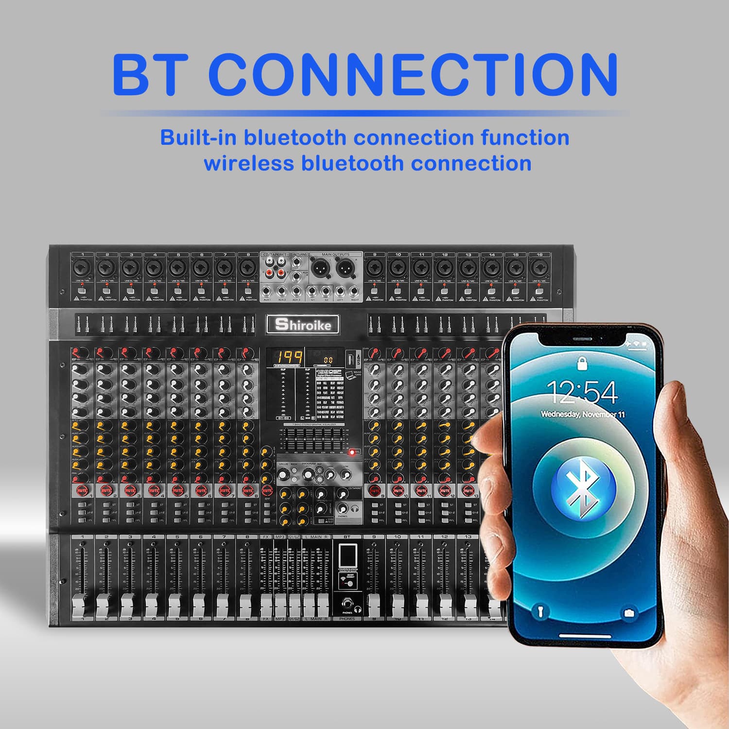 GAX-XM16 Professional 16-Channel Bluetooth Digital Mixer DJ Music Vocal Mixing Console Stereo Soundboard