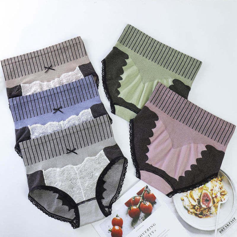 Royal-style high-waisted women's underwear for summer, postpartum, with tummy control and hip lifting, breathable briefs.