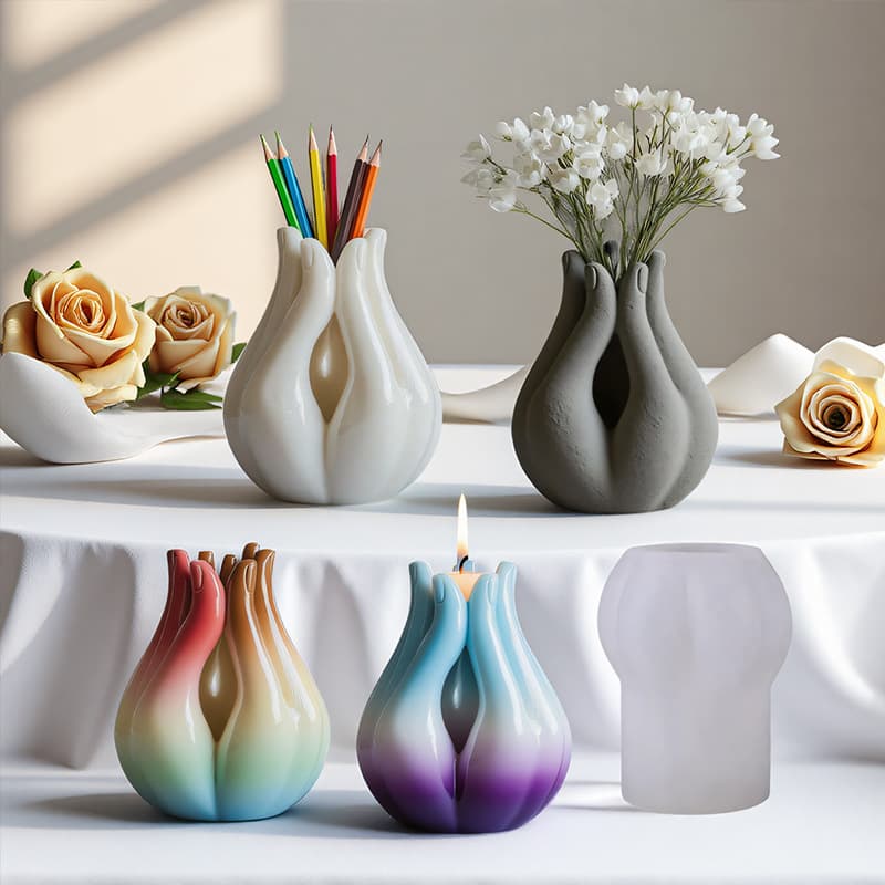 Printed hand protection vase cement aromatherapy gypsum cup mold diy glue storage cup flower pot ornament silicone abrasive