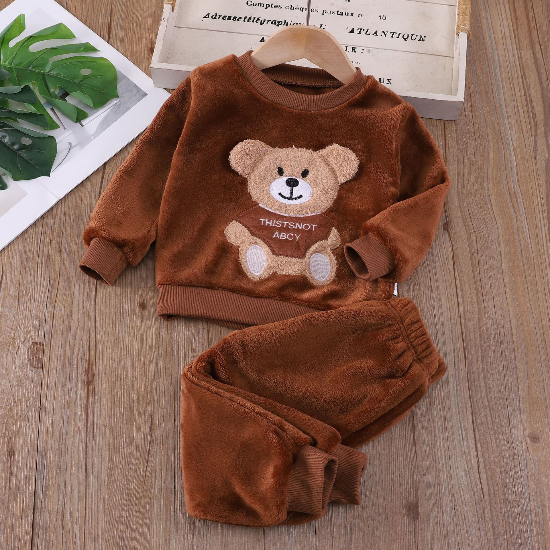 New Kids Boys Girls Winter Flannel Cartoon Pajamas Thick Plush Soft Skin-Friendly Home Wear