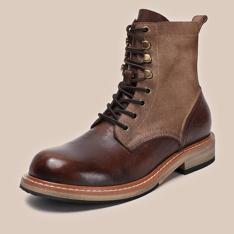 Retro Distressed Martin Boots Paratrooper Boots Top Grain Cowhide