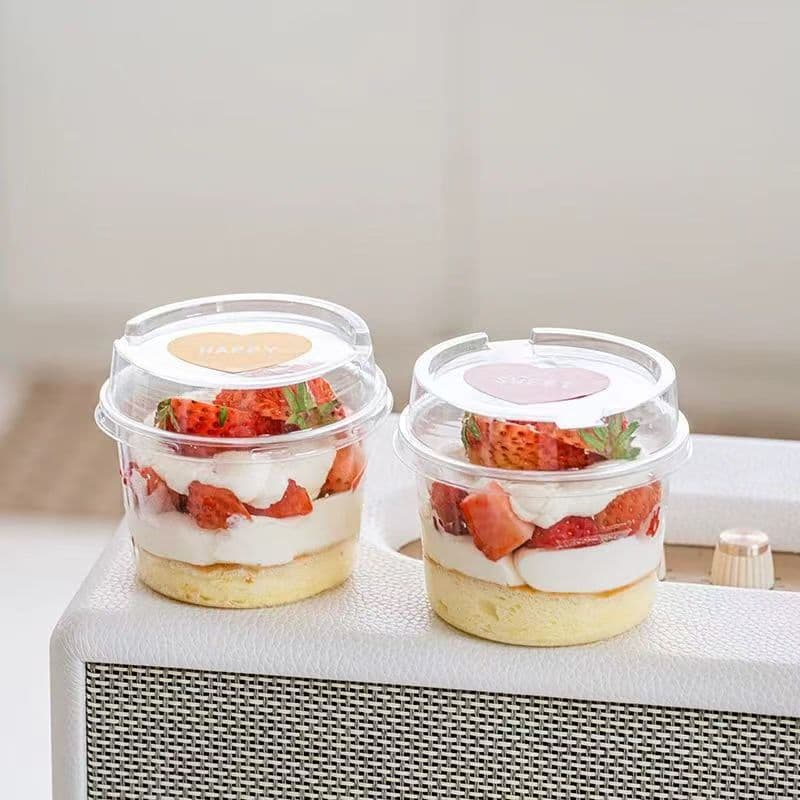 Double-Skin Milk Pudding Cup Disposable Ice Cream Container Yogurt Cup Jelly Bowl Dessert Plastic Container with Lid Takeaway Box
