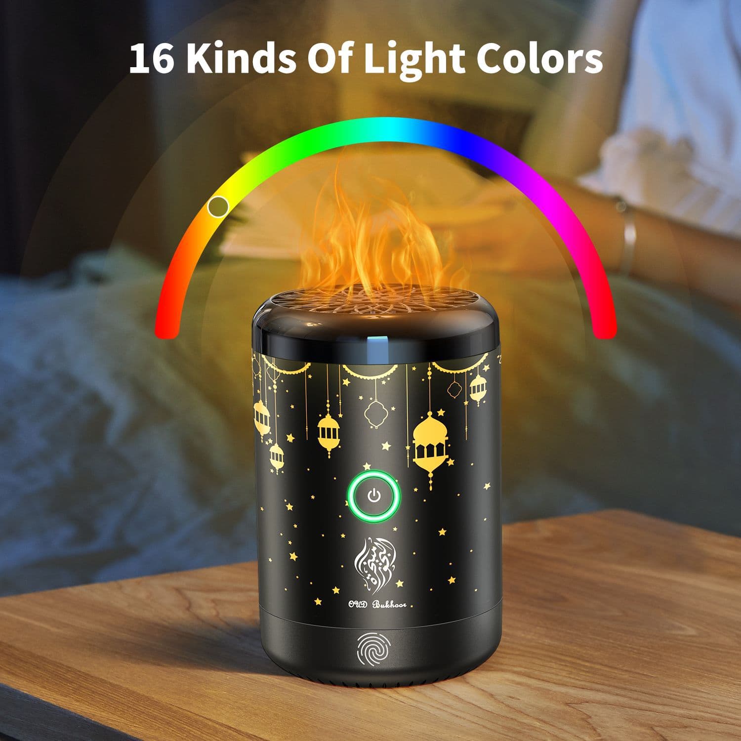 BK-25 New Bakhoor Bukhoor Electric Incense Burner 16 Colors Remote Control Fingerprint Touch