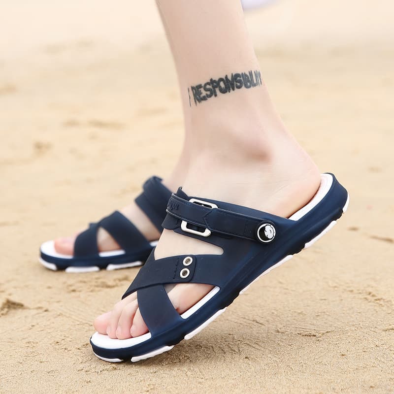 Unisex Summer Large Size Two-Way Wear Outdoor Indoor Breathable Anti-Slip Sandals Fashionable Beach Travel Beach Shoes