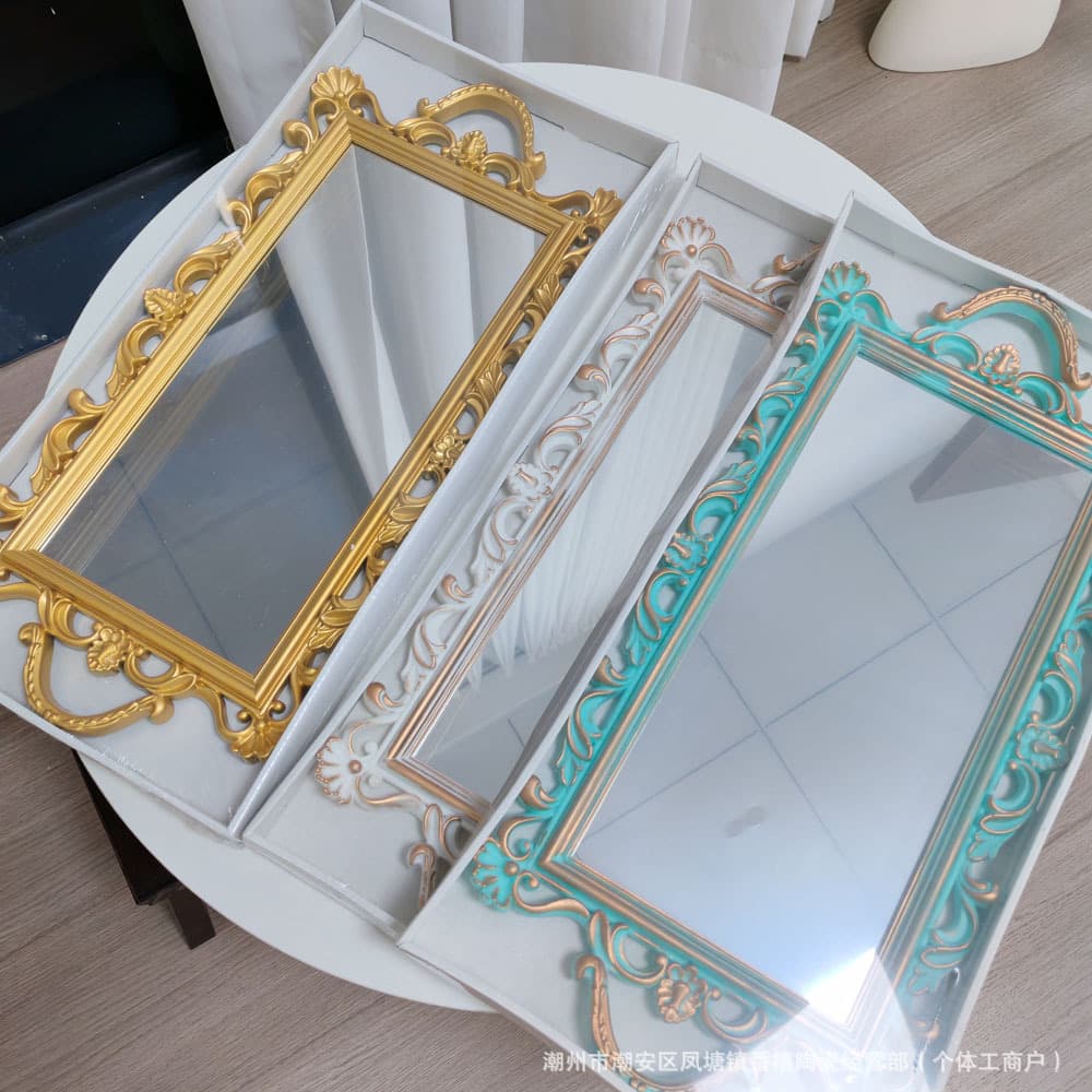 Light luxury mirror glass storage tray Rectangular desktop cosmetics storage tray Light luxury tray for dressing table