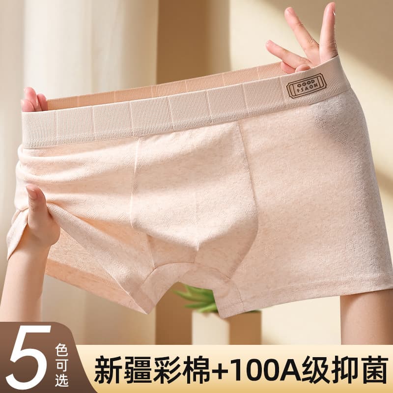 Men's Cotton Boxer Shorts Breathable Comfortable Loose Fit Colorful Cotton Antibacterial Underwear Knitted Mid Waist Briefs