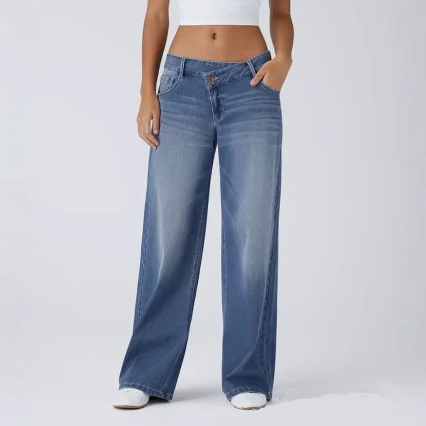 TIKTOK US Women's Low Rise Loose Casual Jeans Wide Leg Pants Low Rise Casual Jeans
