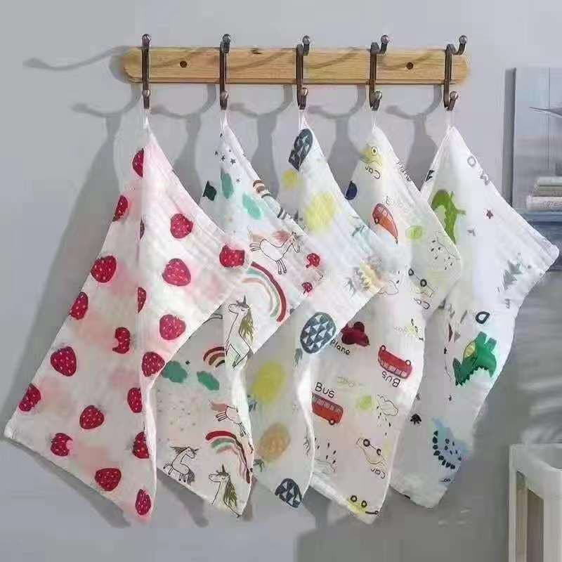 New Baby Gauze Face and Bath Towel with Cartoon Print, Multi-Purpose Rectangular Towel 25*50CM
