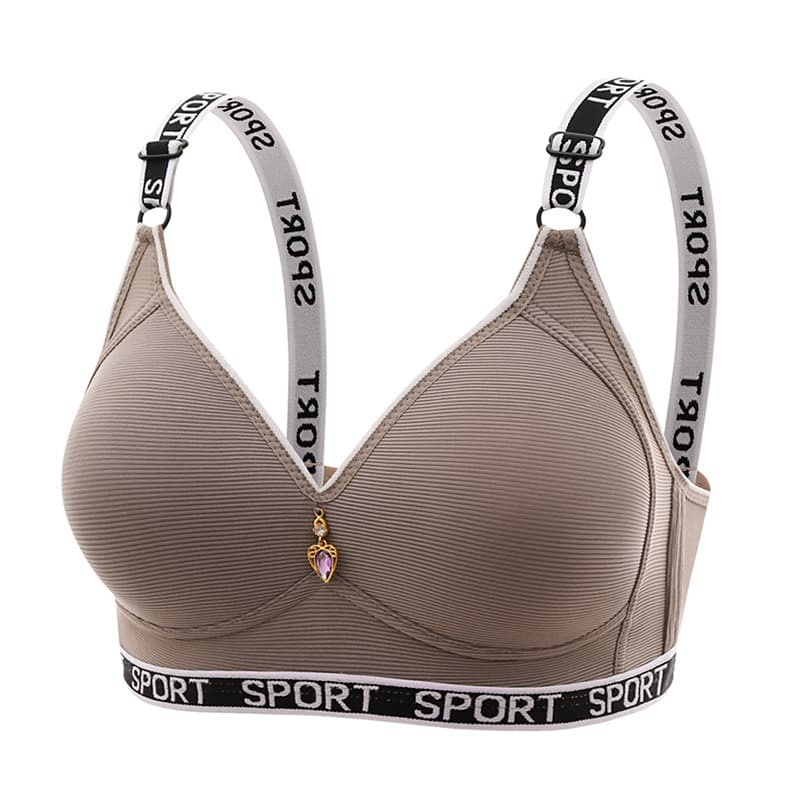Middle-aged Mom Plus Size Underwear Women's No-Steel Ring Upper Support Sports Bra Push-Up Anti-Sagging Adjustable Bra