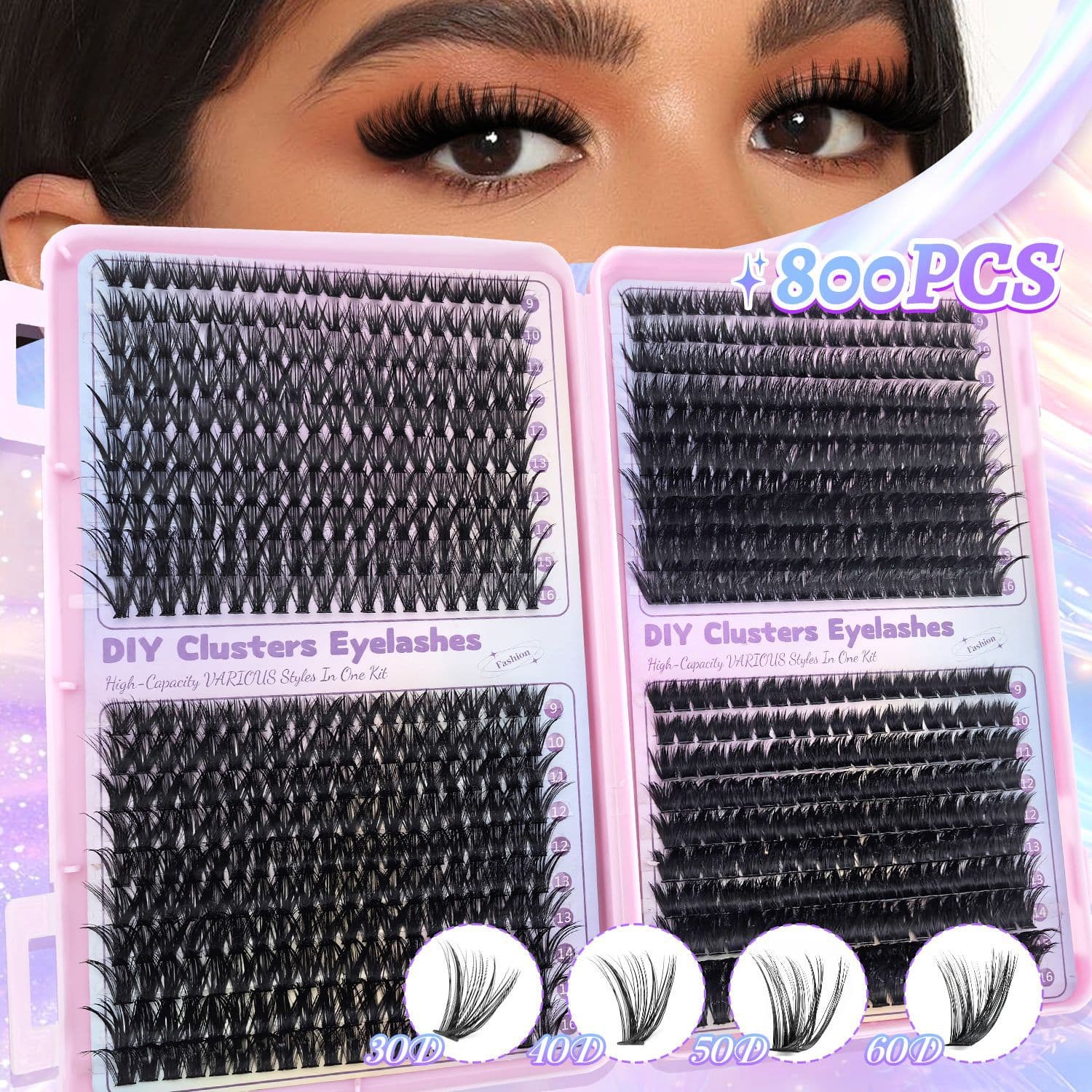 Amazon Cross-Border Large-Capacity Eyelash Book DIY Individual Lashes Russian False Eyelashes Thick European and American Eyelashes Mixed Pack