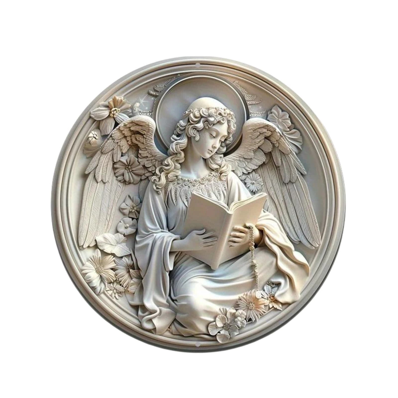 Cross-border Temu Hot Selling Round Angel Door Sign Hanging Ornament Tin Sign Saint Poster Decorative Wall Home Hanging Plate