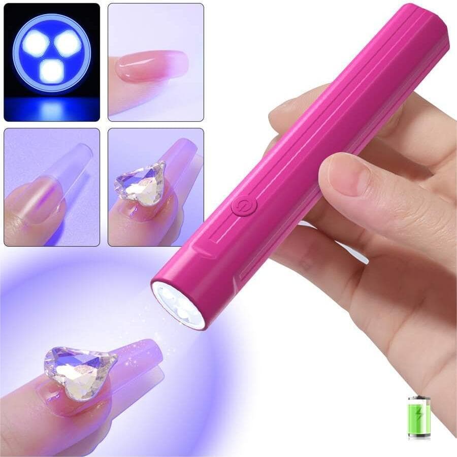 Portable Handheld Nail Art UV LED Lamp Small Size Rechargeable Nail File Light Therapy Lamp Nail Art Pink White Color