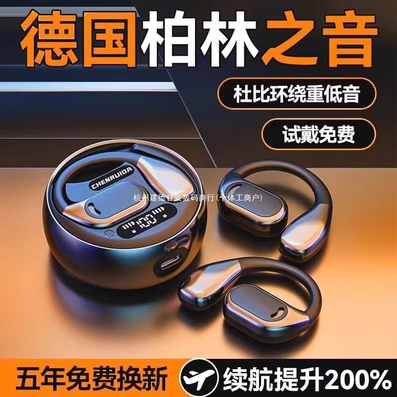 Bluetooth Earbuds Berlin Sound 2025 New Model Open-Ear Clip-On Earhook Style Bone Conduction Air Conduction Earbuds OEM Design