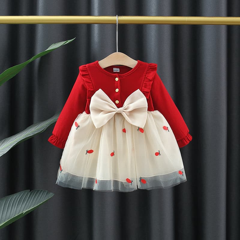 Spring Fashion Baby Girl Dress Korean Style Cotton Princess Skirt Long Sleeve Cartoon Print Baby Clothes Toddler Girls Dress