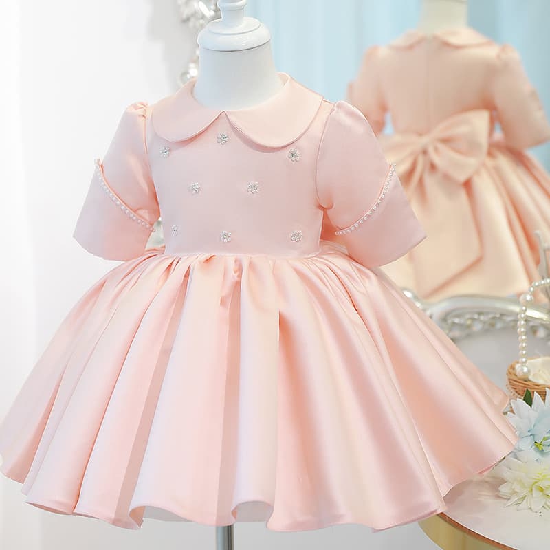 Wholesale children's clothing 2026 new pink princess dress piano playing host girl baby one-year-old dress