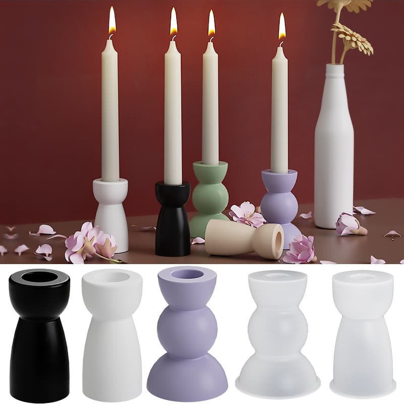 DIY geometric candle holder plaster ornaments silicone mold candlelight dinner simple candle holder glue mold wholesale