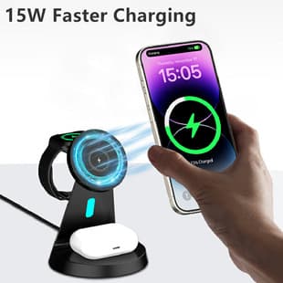 New 15W 3-in-1 Wireless Charger Magnetic Fast Charger for iPhone 16 Phone Earbuds Watch Foreign Trade