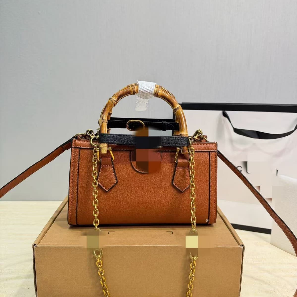 2025 Spring New Diana Genuine Leather Bamboo Women's Bag Handbag Versatile Simple Hand-carrying Crossbody Bag Single Shoulder