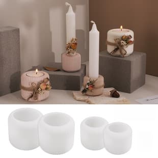 DIY Resin Striped Glossy Cylindrical Aromatherapy Candle Silicone Mold, Plaster Cement Candle Holder Candlestick Resin Mold