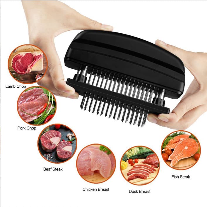 10A 48-Needle Reinforced Stainless Steel Meat Tenderizer Pin Steak Needle Tendon Breaker Knife with Detachable and Washable Design