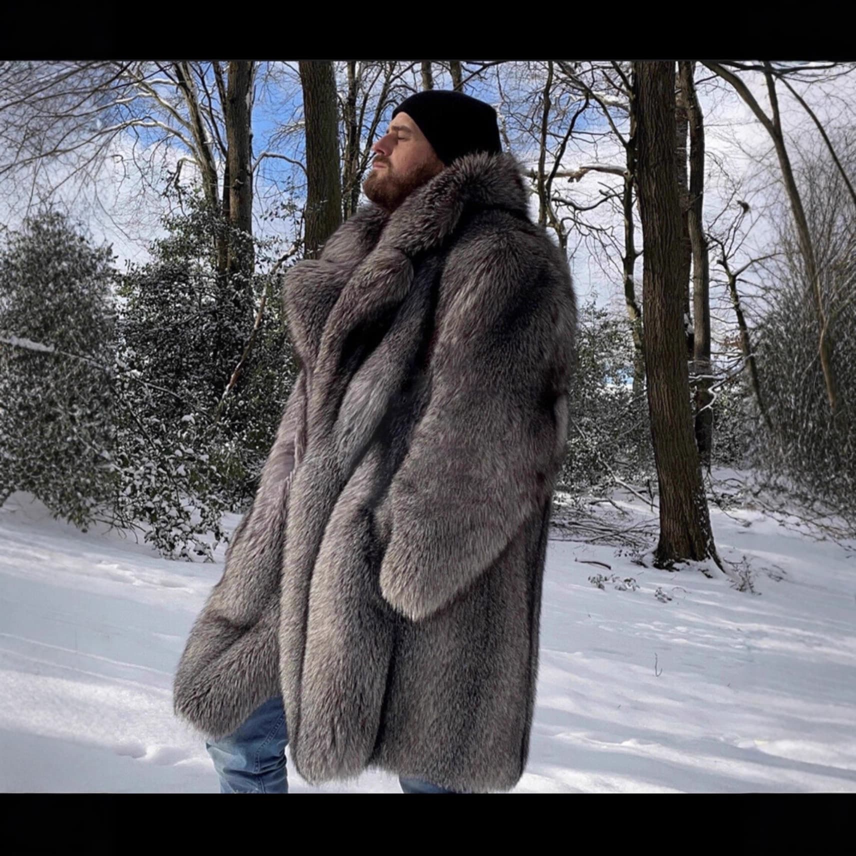 Men's fur coat imitation fox fur long coat trendy men European and American large size winter thickened warm mink windbreaker
