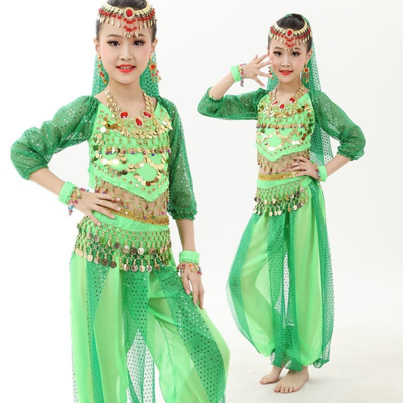 Children's Indian dance costumes Children's Day dance costumes highlights long-sleeved belly dance costumes