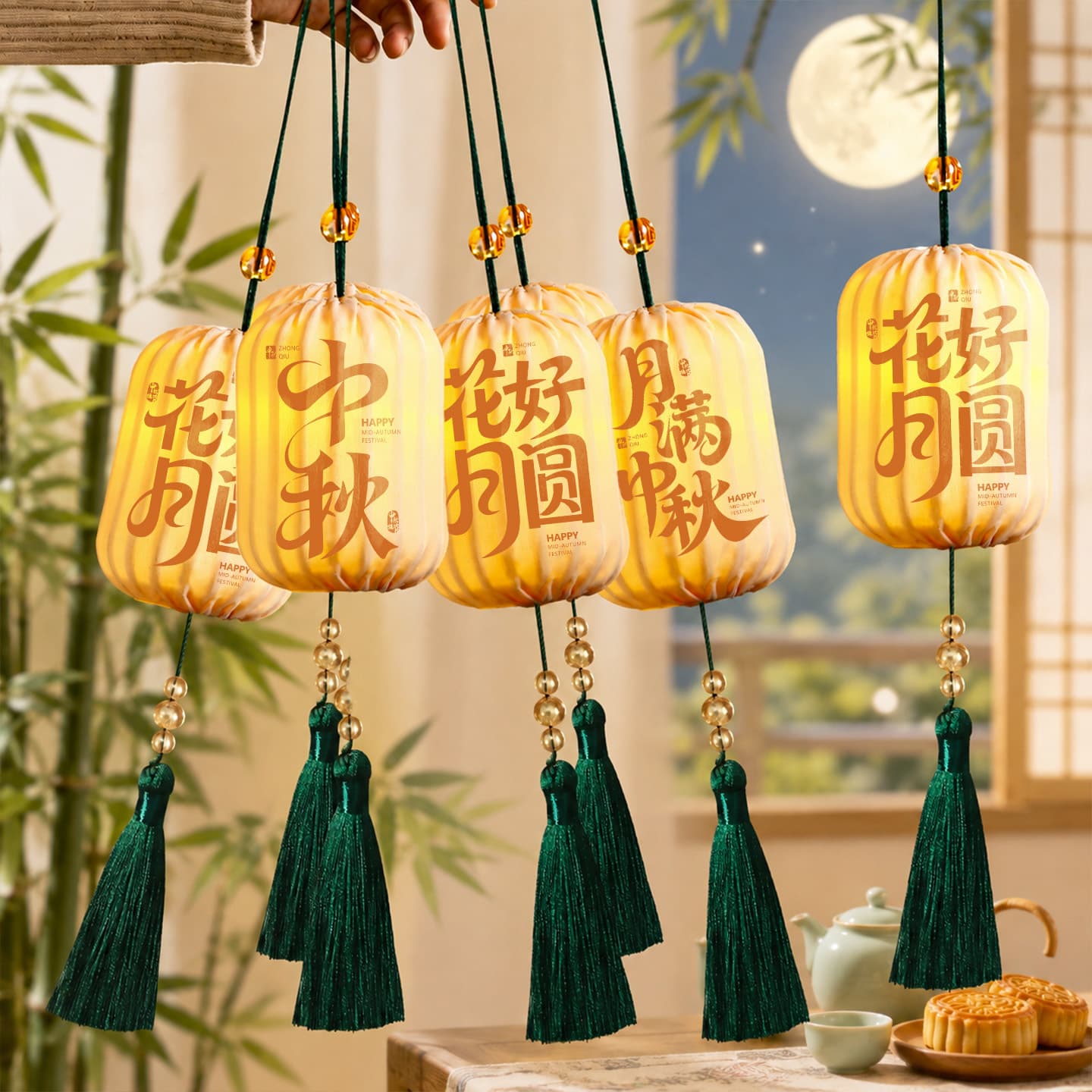 Mid-Autumn Lantern Decoration 2026 New Outdoor Scenic Glowing Lantern Hanging Ornament for Shopping Mall Store Scene Atmosphere Decoration