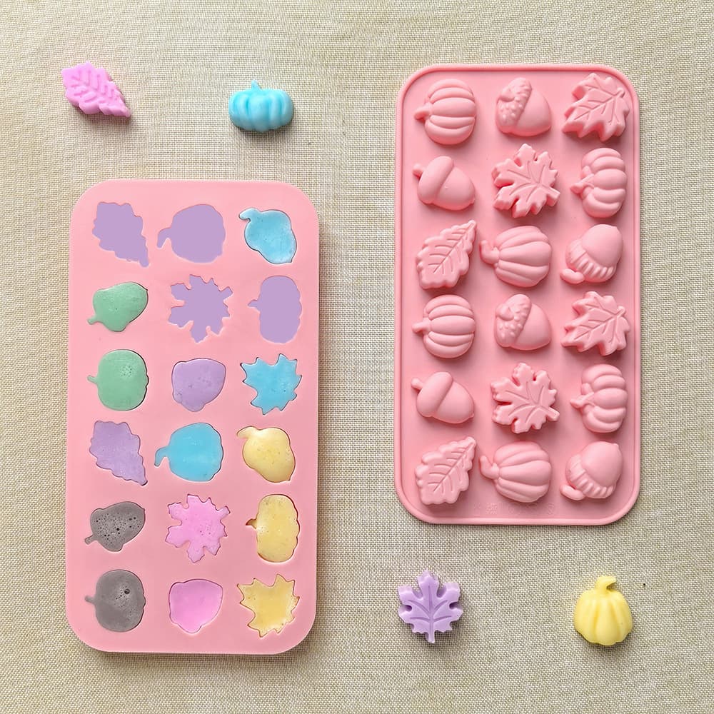 18-Cavity 9 Styles Pumpkin Maple Leaf 782 Chocolate Candy Biscuit Halloween Silicone Mold