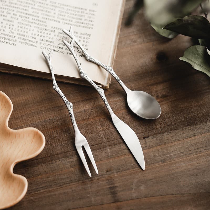 Manufacturer wholesale creative forest retro branch knife, fork, spoon, mooncake fork, fruit fork, butter knife, coffee spoon